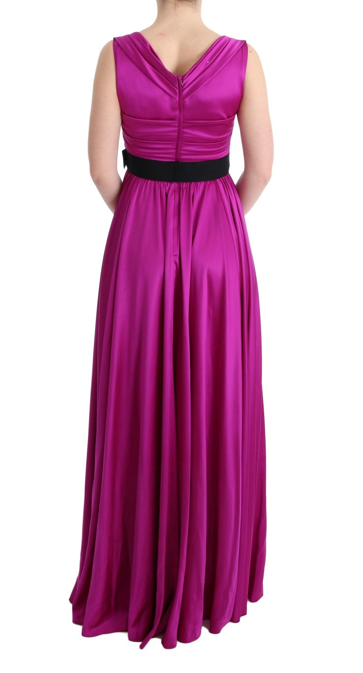 Dolce & Gabbana long pink silk stretch shift dress